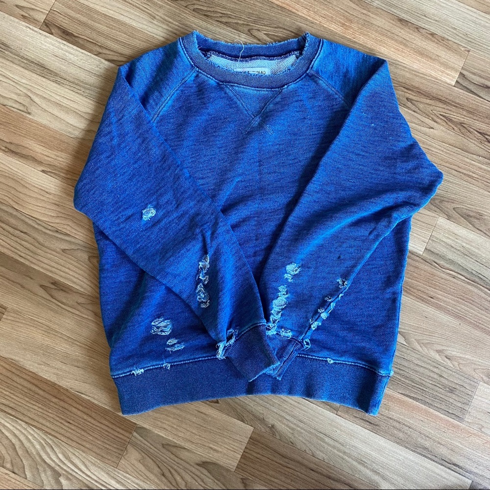 Rivet & Thread Vintage Blue Distressed Sweatshirt